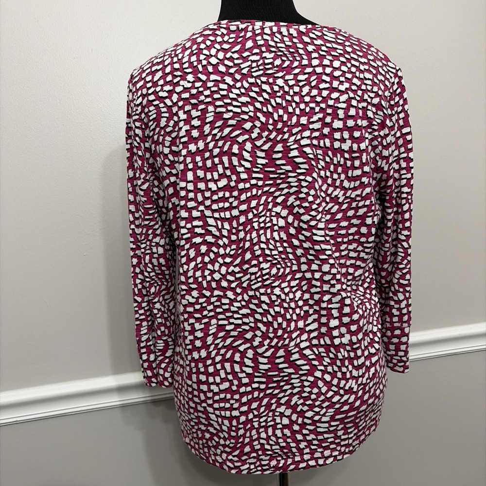 Chico's Modal Blend Top Women Size 2 L 12/14 Pink Geometric 3/4 Sleeve Tunic - Picture 2 of 10